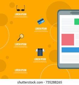 Mobile marketing style flat collection