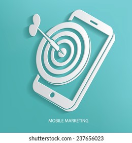 Mobile marketing symbol on blue background,clean vector