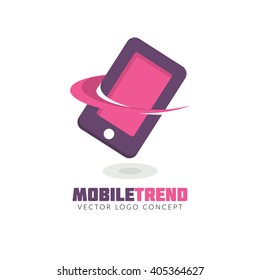 Mobile marketing, mobile and technology store, smartphone manufacturing company, apps store creative logo concept. 