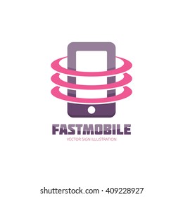 Mobile marketing, mobile and technology store, smartphone manufacturing company, apps store creative logo concept. 