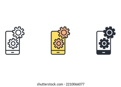 Mobile marketing thin line icons. Vector illustration isolated on white. Editable stroke.