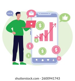 Mobile marketing Vector Illustration Which can easily modify or edit

