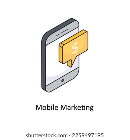 Icono de contorno con relleno isométrico de mercadeo móvil para sus proyectos digitales o de impresión.
