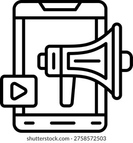 Mobile Marketing Vector Line Icon Style