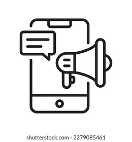 Mobile marketing  vector outline  Icon Design illustration. SEO Development And Marketing Symbol on White background EPS 10 File