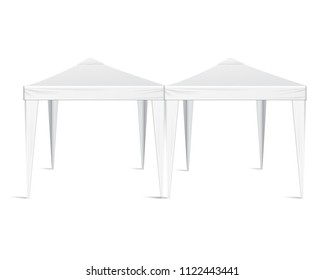 
Mobile marquee tent for trade show. Vector mock up protection roof form sun and rain illustration