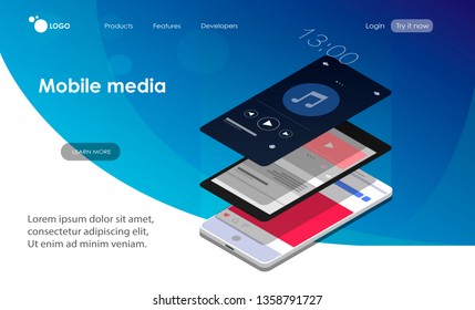 mobile media concept. WEB element with smatphone. The best desigin for your website.