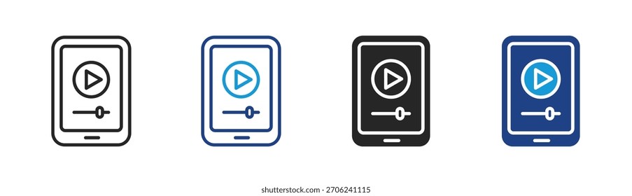 Conjunto de iconos de medios móviles colección de estilos múltiples