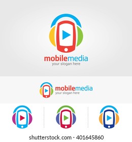 Mobile Media Logo Template Design. Vector Illustration