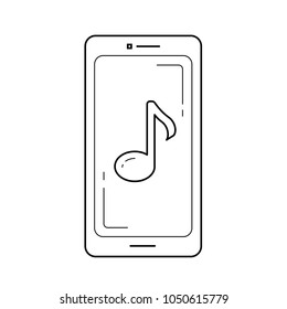Mobile media player vector line icon isolated on white background. Mobile media player line icon for infographic, website or app. Icon designed on a grid system.