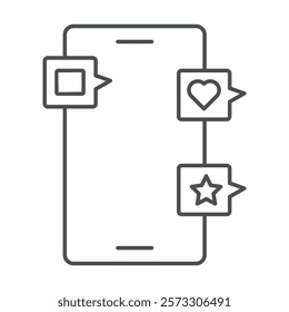 Mobile Media thinline icon, editable vector icon, pixel perfect, illustrator ai file 