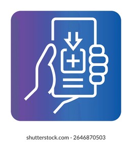 Icono plano de color de aplicación médica móvil. Firme para la página del Web, App móvil, Botón, logotipo. Vector Botón aislado. Trazo editable.