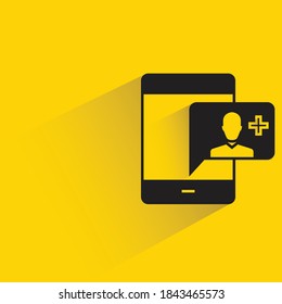 mobile medical consulting drop shadow on yellow background