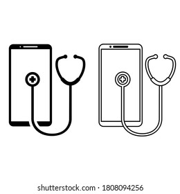 Mobile medical icon vector set. medicine illustration sing collection. 
