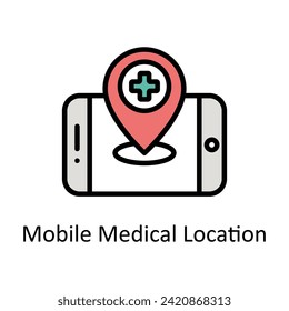 Mobile Medical Location  vector Filled outline icon style illustration. EPS 10 File