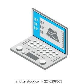 Mobile medicine isometric composition with isolated icons of equipment on blank background vector illustration
