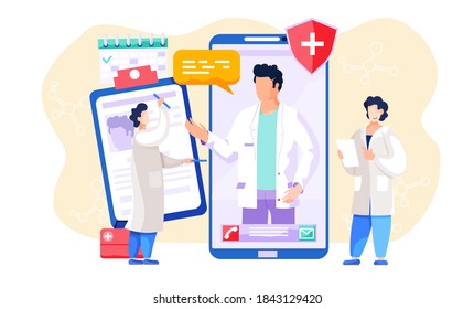 Mobile medicine. Modern technologies in health and medical consultation. Checkup result on screen. Online medical consultation with doctor and medical application. Healthcare and technology concept
