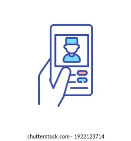 Mobile Medicine RGB Color Icon. E-prescribing Medication. Online Consultation With Doctor. Virtual Appointment With Hospital Physician. Telemedicine Service For Patients. Isolated Vector Illustration