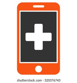 Mobile Medicine vector icon. Style is bicolor flat symbol, orange and gray colors, rounded angles, white background.