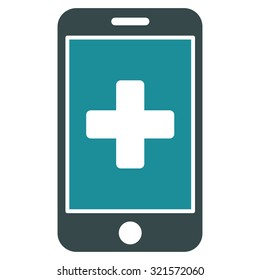 Mobile Medicine vector icon. Style is bicolor flat symbol, soft blue colors, rounded angles, white background.