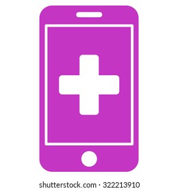 Mobile Medicine vector icon. Style is flat symbol, violet color, rounded angles, white background.