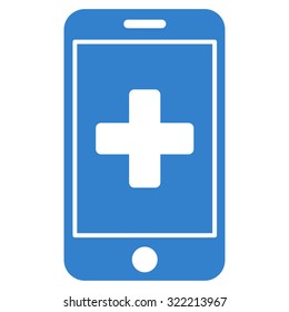 Mobile Medicine vector icon. Style is flat symbol, cobalt color, rounded angles, white background.