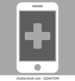 Mobile Medicine vector icon. Style is bicolor flat symbol, dark gray and white colors, rounded angles, silver background.