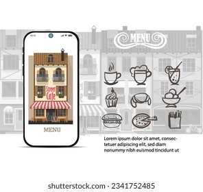 Mobile menu app for cafe. Home page.