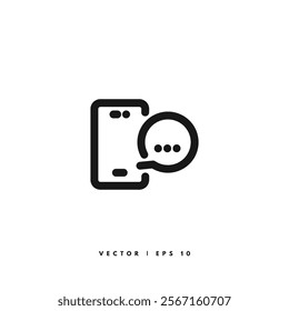 Mobile Message Bubble Icon. Editable Stroke