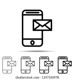Mobile message icon in different shapes, thickness. Simple outline vector of web for UI and UX, website or mobile application