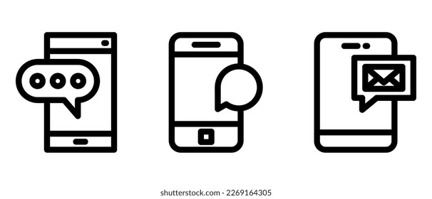 mobile message icon or logo isolated sign symbol vector illustration - high quality black style vector icons