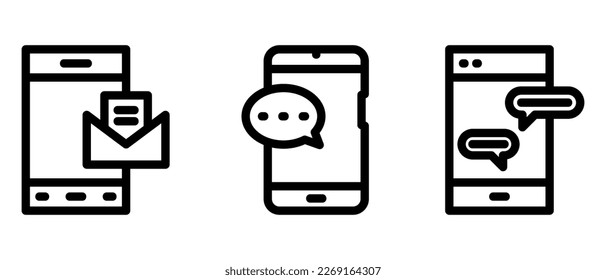 mobile message icon or logo isolated sign symbol vector illustration - high quality black style vector icons