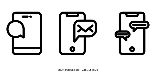 icono de mensaje móvil o logotipo símbolo de signo aislado ilustración vectorial - iconos vectoriales de estilo negro de alta calidad