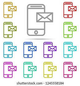 Mobile message icon in multi color. Simple outline vector of web, minimalistic set for UI and UX, website or mobile application