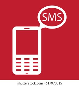 Mobile message icon on red background