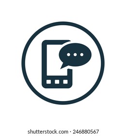mobile message icon on white background 
