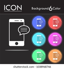 Mobile Message Icon vector, Mobile chat icon isolated on six color background.