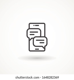 Mobile message line icon isolated on white. Representing Web Chatting And Dialog. Sms vector icon, chat vector icon