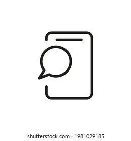 Mobile Message Line Icon. Web Symbol For Web And Apps. Sign Design In Outline Style. 