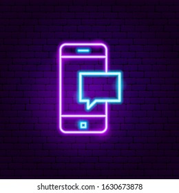 Mobile Message Neon Sign. Vector Illustration of Business Promotion.