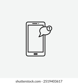 Ícone de notificação de mensagem móvel isolado no plano de fundo branco