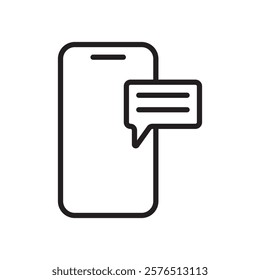 Mobile message notification icon Outline vector for web ui