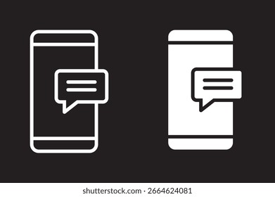Mobile message notification line icon vector