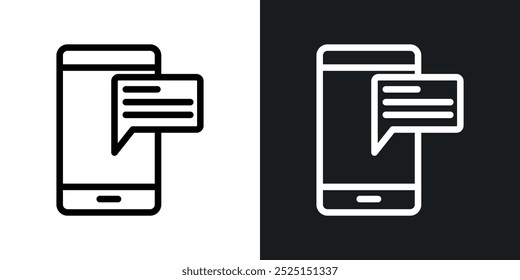 Mobile message notificationline in Thin line black color. flat simple vector symbols illustration.