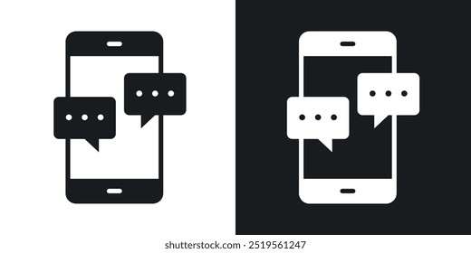 Vektorsymbol für mobile Nachrichtenbenachrichtigungszeilen im Stil von "solid" und "Outline".