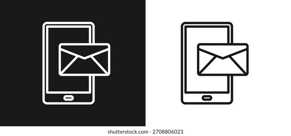 Mobile Message Outline Style In White And Black Background