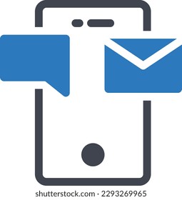 mensaje móvil Ilustración vectorial en un fondo transparente.Símbolos de calidad premium.Icono vector glifos para concepto y diseño gráfico.