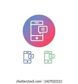 Mobile Message Vector Illustration, outline sign with colorful gradient