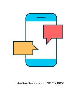 Mobile with messages on white background