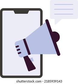 Mobile Messaging-Broadcast-Vektorsymbol-Design, Digital-Marketing-Symbol, Suchmaschinenoptimierung, SEO- und SMM-Stockillustration, Nachrichtenwarnkonzept